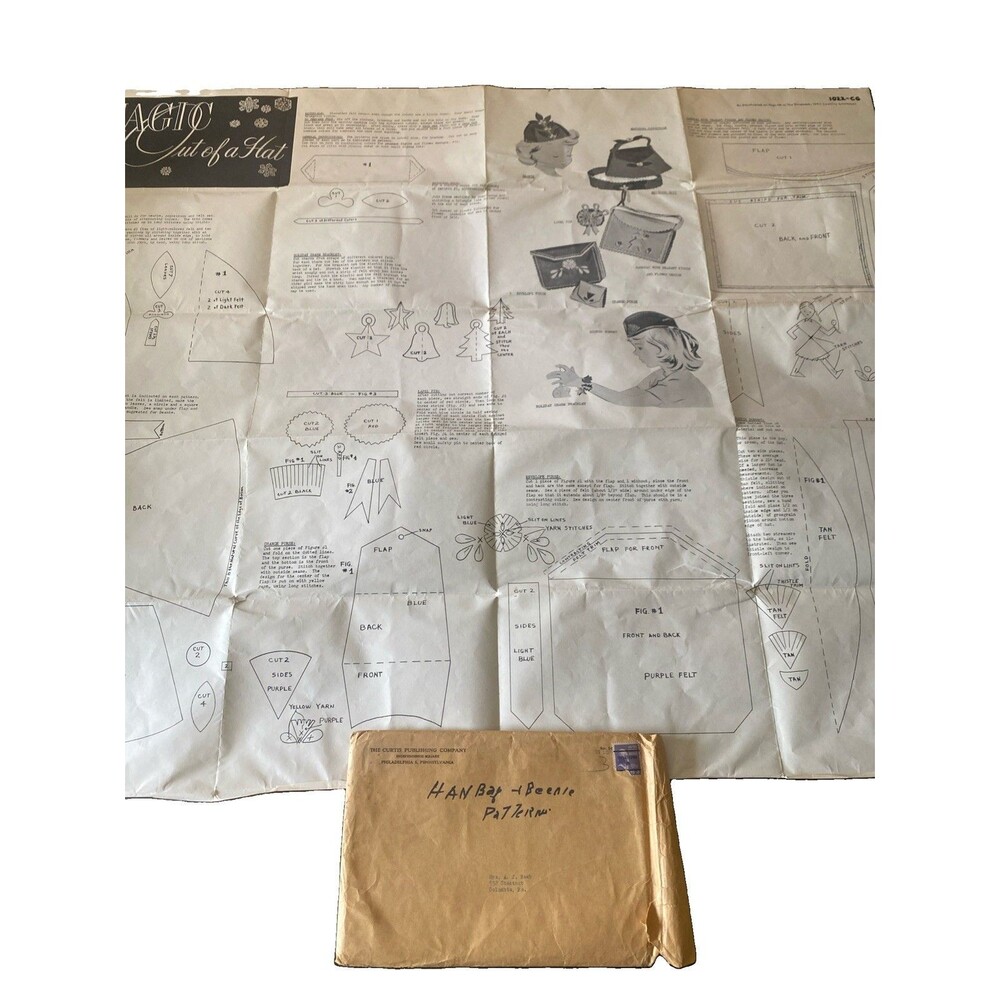 Country Gentleman Sewing Pattern 1945 - Handbag and Beanie #1022-CG UNCUT FF